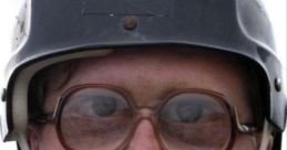 Bubbles from Trailer Park Boys wears a helmet and oversized glasses, showcasing his iconic and humorous character style.