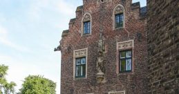 Historic Paffendorf building with rich architecture, surrounded by lush greenery and serene water lilies.