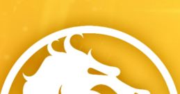 Mortal Kombat logo featuring a stylized dragon on a vibrant yellow background, symbolizing the iconic fighting game franchise.