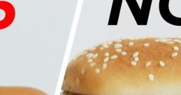 Comparison of two burgers highlighting quality differences, with labels '5' and 'NO' emphasizing McDonald's advertising theme.