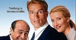 Comedy movie poster for 'Junior' featuring Arnold Schwarzenegger, Danny DeVito, and Emma Thompson with tagline.