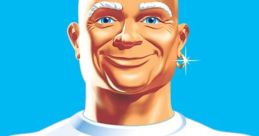 Mr. Clean smiling confidently, showcasing a spotless image, promoting cleanliness and shine, perfect for the Mr. Clean advert.