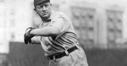 Cy Young preparing to pitch on a baseball field, showcasing classic early 20th-century baseball attire.