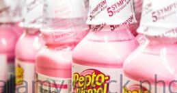 Pepto-Bismol bottles displayed on a shelf, promoting relief for multiple digestive symptoms like heartburn and upset stomach.