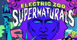 Electric Zoo Supernaturals 2020 poster featuring Statue of Liberty, vibrant colors, and festive psychedelic elements.