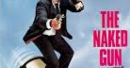 Detective in tuxedo holding a gun while riding a giant bullet, inspired by "The Naked Gun" comedy film series.