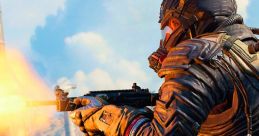 Action-packed Fortnite scene featuring a soldier aiming a weapon, ready for battle in a dynamic environment.