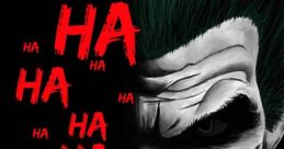 Joker's menacing grin with repeated "HA" text evokes a dark, thrilling atmosphere in comic art. Perfect for fans of graphic novels.