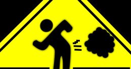 Warning sign featuring a playful icon of a person farting, perfect for adding humor to your 'Ultimate Fart' theme.