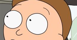 Morty Smith with wide eyes and a nervous smile, wearing a yellow shirt in the iconic animated series "Rick and Morty.