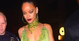 Rihanna steps out in a stunning green fringe dress, showcasing her bold style and confidence amid a night out.