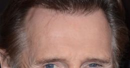 Liam Neeson smiles while attending a premiere, showcasing his signature charm and captivating blue eyes.