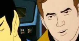 Spock and Kirk in the animated "Star Trek Przerobiony," showcasing iconic characters in a colorful sci-fi setting.