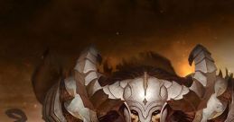 Fierce warrior in ornate armor stands amidst a fiery backdrop, embodying the dark fantasy of Diablo’s epic battles.