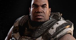 Cole from Gears of War 2, armed and ready for battle, showcasing his muscular build and iconic armor.