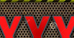 Bold red XXX letters on a textured metal background with yellow hazard stripes, symbolizing adult content themes.