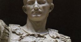 Statue of a Roman emperor adorned with intricate reliefs, expressing themes of power, legacy, and melancholy.