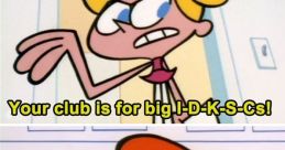 Dexter and Dee Dee argue about exclusivity, using the playful acronym I-D-K-S-C in a humorous exchange. Classic cartoon humor!