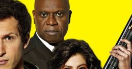 Brooklyn Nine-Nine characters showcase humor and camaraderie against a vibrant yellow backdrop, capturing the show's essence.