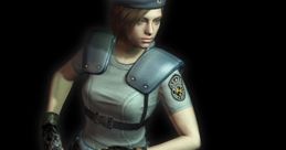 Jill Valentine from Resident Evil preparing for action, wearing her tactical outfit and holding a firearm confidently.