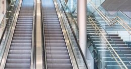 Escalator The of "Upright Escalators Syn" fills the air as I approach the escalator. It is a futuristic, almost mechanical