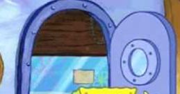 SpongeBob SquarePants playfully gestures at the door, embodying the fun spirit of the "Loll MLG" meme culture.