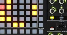 APC40 Ableton controller featuring illuminated pads, track selection, and knobs for enhanced music production and performance.