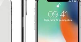 iPhone X10 showcasing a sleek design with front, side, and back views, featuring an edge-to-edge display and Face ID.