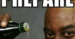 Funny meme featuring a man enthusiastically pouring a drink, captioned 'Prepare your anus' for comedic effect.