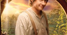 Bilbo Baggins stands by a window, overlooking the Shire, surrounded by maps and a cozy, inviting atmosphere.