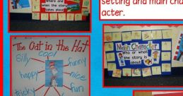 Creative classroom activities analyzing "The Cat in the Hat" with character traits and fun cat crafts for students.