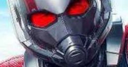 Close-up of Ant-Man in a sleek suit, showcasing vibrant red and silver details, ready for action against a blue background.