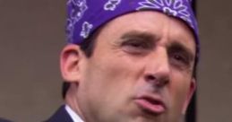 Prison Mike, wearing a purple bandana, passionately gestures while delivering a humorous rant about life in prison.