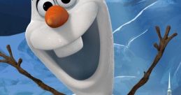 Cheerful Olaf from Frozen with a big smile, snowman features, and a winter wonderland background, embodying fun and friendship.