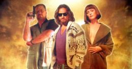 The Big Lebowski" movie poster featuring Jeff Bridges, John Goodman, and memorable characters in a surreal background.