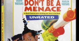 Special edition DVD cover of "Don't Be A Menace To South Central" featuring Shawn and Marlon Wayans with humorous props.