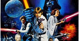 Classic Star Wars movie poster featuring iconic characters, lightsabers, and epic space battle scenes. Timeless sci-fi adventure.