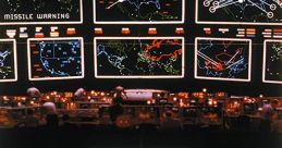 WarGames movie poster featuring computer screens displaying missile warnings and a young man engaged in a tense game.