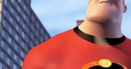 Mr. Incredible stands confidently, showcasing strength beside Elastigirl, embodying heroism from The Incredibles movie.