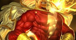 Captain Marvel, also known as Shazam, showcasing his iconic red suit and lightning powers, exuding strength and heroism.