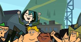 Total Drama characters celebrating together, showcasing their unique personalities and vibrant energy in a fun group scene.