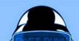 Daft Punk helmet logo with iconic blue background, representing "Harder, Better, Faster, Stronger" music themes.