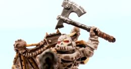 Chaos Space Marines Raptor with a battle axe, showcasing intricate details and dynamic pose for tabletop gaming enthusiasts.