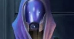 Tali'Zorah nar Rayya from Mass Effect 2, showcasing her iconic purple and black armor and mysterious demeanor.