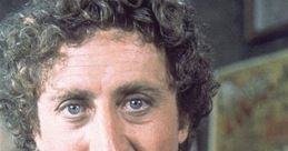 Gene Wilder with curly hair and blue eyes, smiling warmly, capturing his iconic charm from classic films.