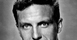 Black and white portrait of Robert Stack, showcasing his iconic 1950s style and distinguished facial features.