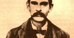 Portrait of Doc Holliday, famed gunslinger and dentist known for his role in the Wild West, wearing a formal suit and hat.