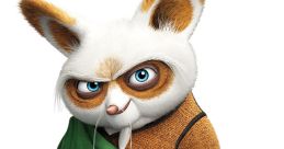 Master Shifu, the wise kung fu master, wearing a green robe, known for teaching Po in the Kung Fu Panda series.