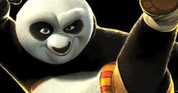 Kung Fu Panda Po strikes a dynamic martial arts pose, showcasing his strength and agility with a confident expression.