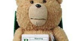 Ted Bear plush toy in packaging, featuring signature design and warning label, ideal for collectors and fans of Ted.